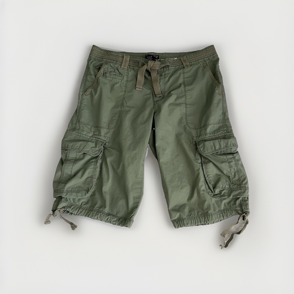 Vtg Y2k Ralph Lauren Cargo Shorts Sz10 Olive Drawstring Hem Polo Jeans Co 90s